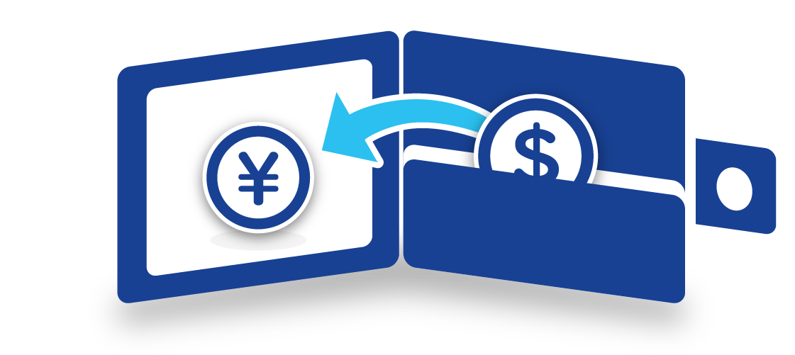 Servizio Cambio Valuta USD EUR JPY AUD Bitwallet 